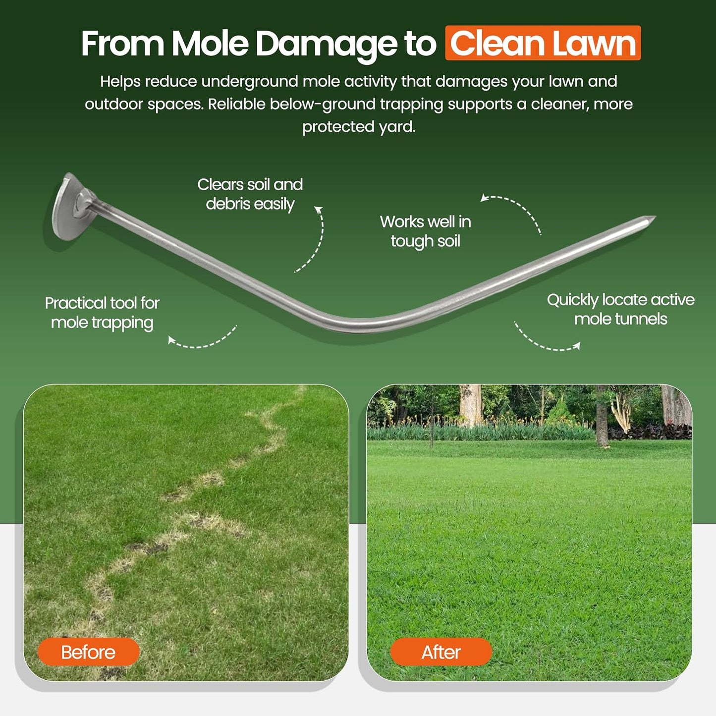 Probe and Tunnel Cleaning Tool for Mole Trapping
