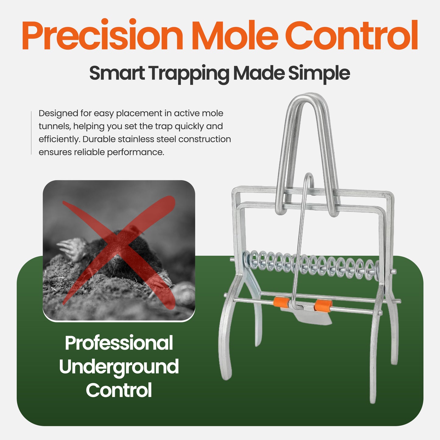 Mole Master- Professional-Grade Galvanized Steel Mole Trap